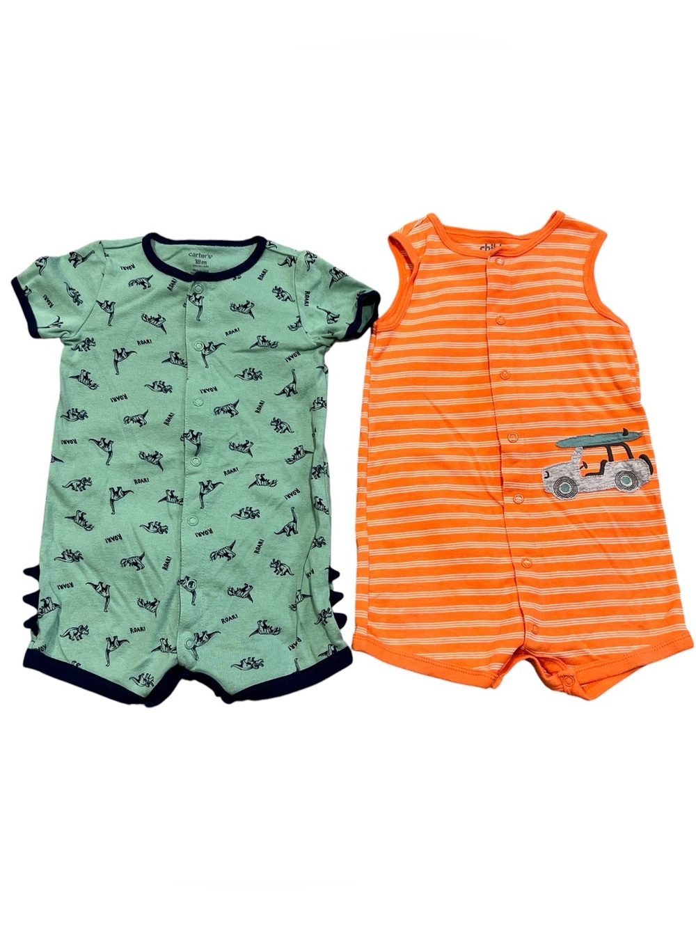 Carter’s 18M Baby Boy Shortie Romper Bundle Dino/Car Outfit Summer GUC